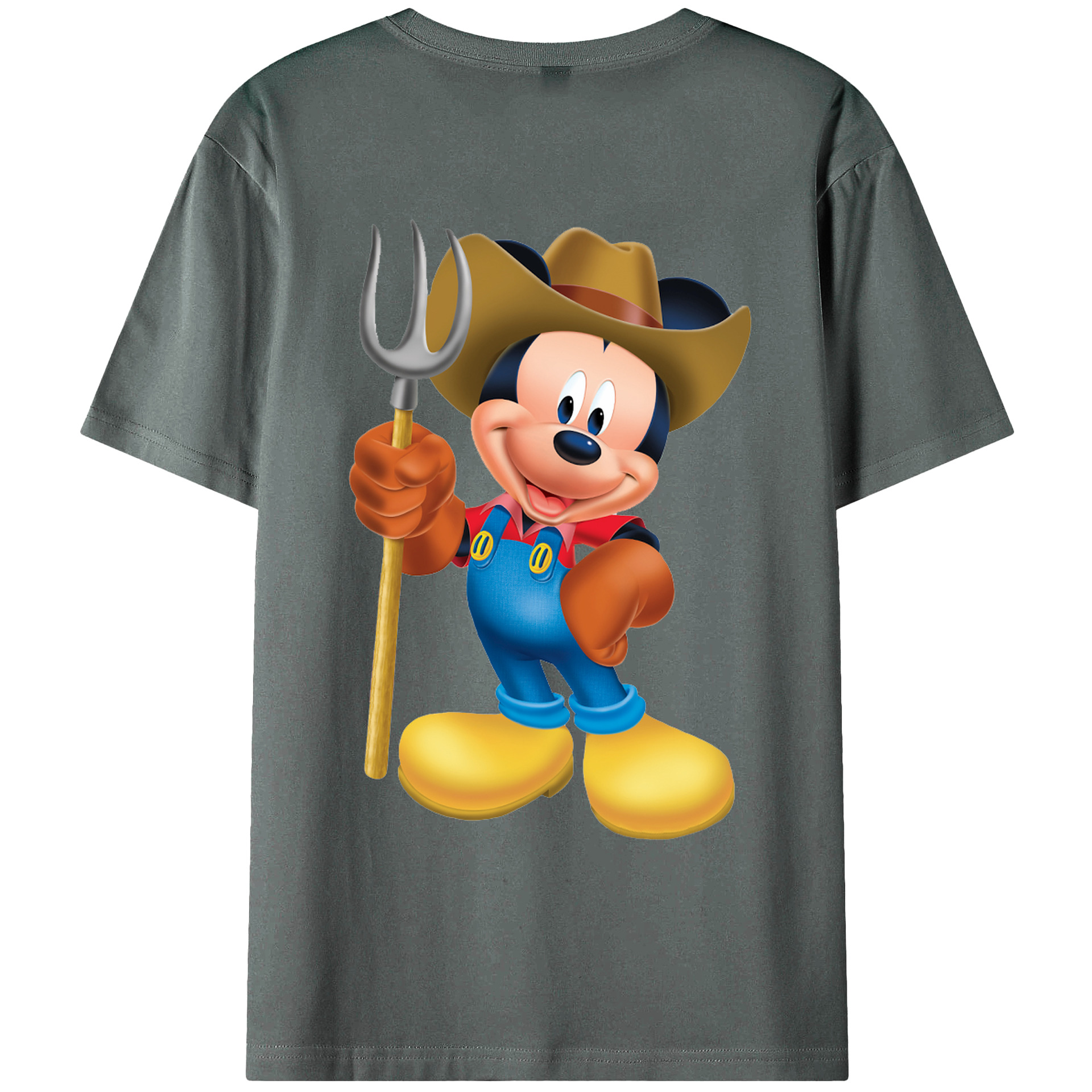 ミッキーマウス Mickey Mouse 綿100％ メンズ半袖Tシャツ（バックプリント） 通気性
